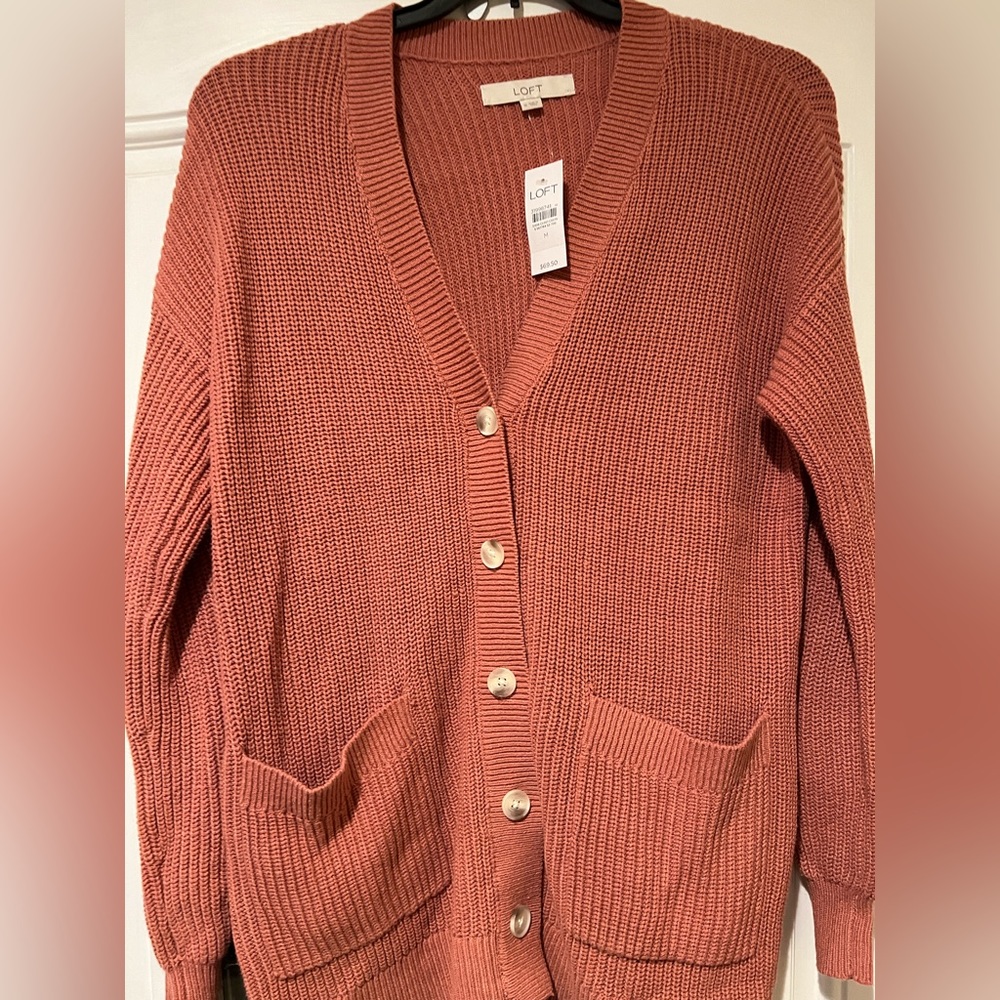 Burgundy button-down cardigan
